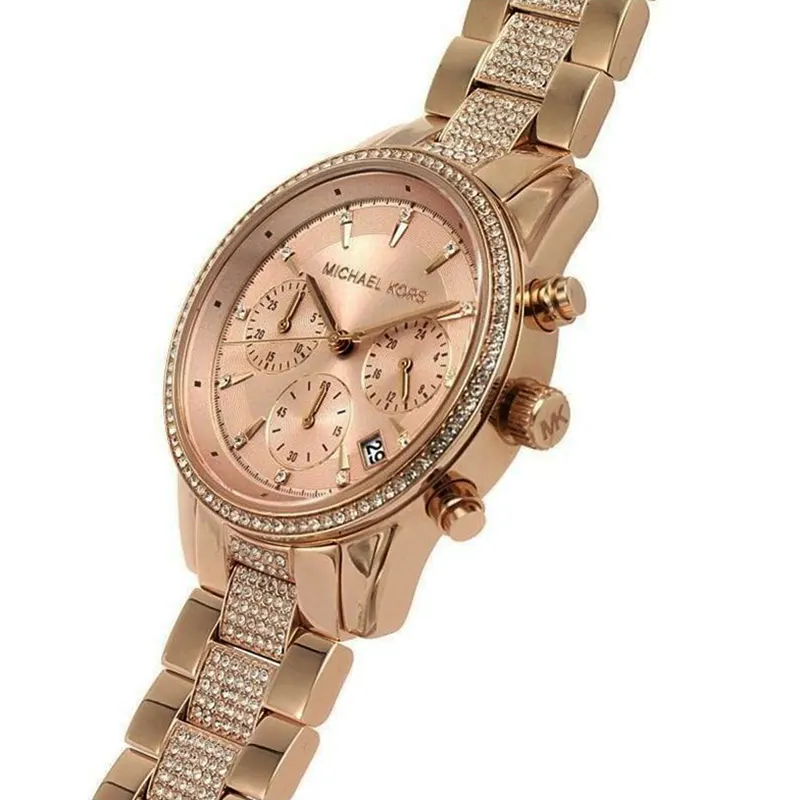 Michael Kors Ritz Chronograph Rose Gold-tone Ladies Watch- MK6485